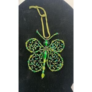 Vintage Glass Beaded Butterfly Hanging‎ Decor Or Ornament Beautiful